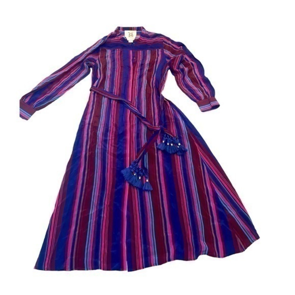 100% Silk Figue Stripped Dress